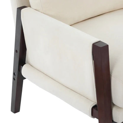 Relaxstoel – Loungestoel – Fauteuil – Leesstoel – Relaxfauteuil – Zitstoel – Chenillestof Bekleding – Massief Houten Frame - 76.5 x 83 x 95.5 cm - Wit