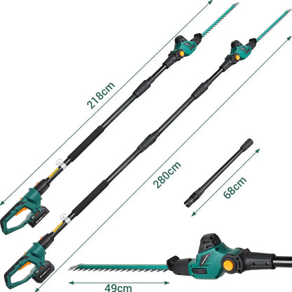 Draadloze Telescoopheggenschaar – Elektrische Heggenschaar – Snoeischaar – Tuinschaar – Heggentrimmer – Uitschuifbare Steel 2,75 m – 20V Lithium-ion Accu