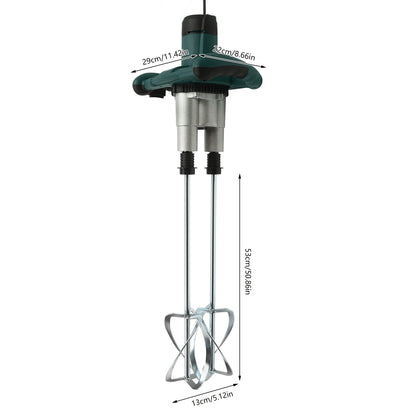 Elektrische Betonmixer - Handmatige - Mix - Whisk voor Glue - Thin Plaster - Paint - Mixing rod - 6 Snelheden - 2800 W - 2-versnelling - Groen - QUORE