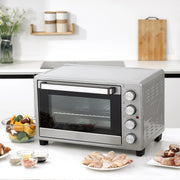Mini Electric Oven - Microwaves - Oven - 32L - 1600W - Compact Kitchen Oven - Adjustable Temperature - Timer - Pizza - Bread and More - Durable - Safe - Silver