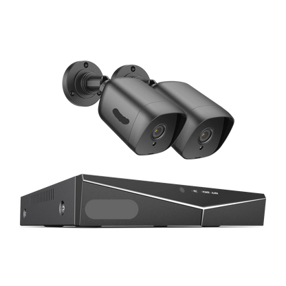 Beveiligingscamerasysteem - 4CH DVR - Openlucht- Bewakingscamera - Beveiligingscamera - IP66 Waterdichte - 2MP IR Buitenbeveiligingscameras - 1080P TVI CCTV Surveillance Kit - Zonder HDD - 2 Stuks - Zwart - QUORE
