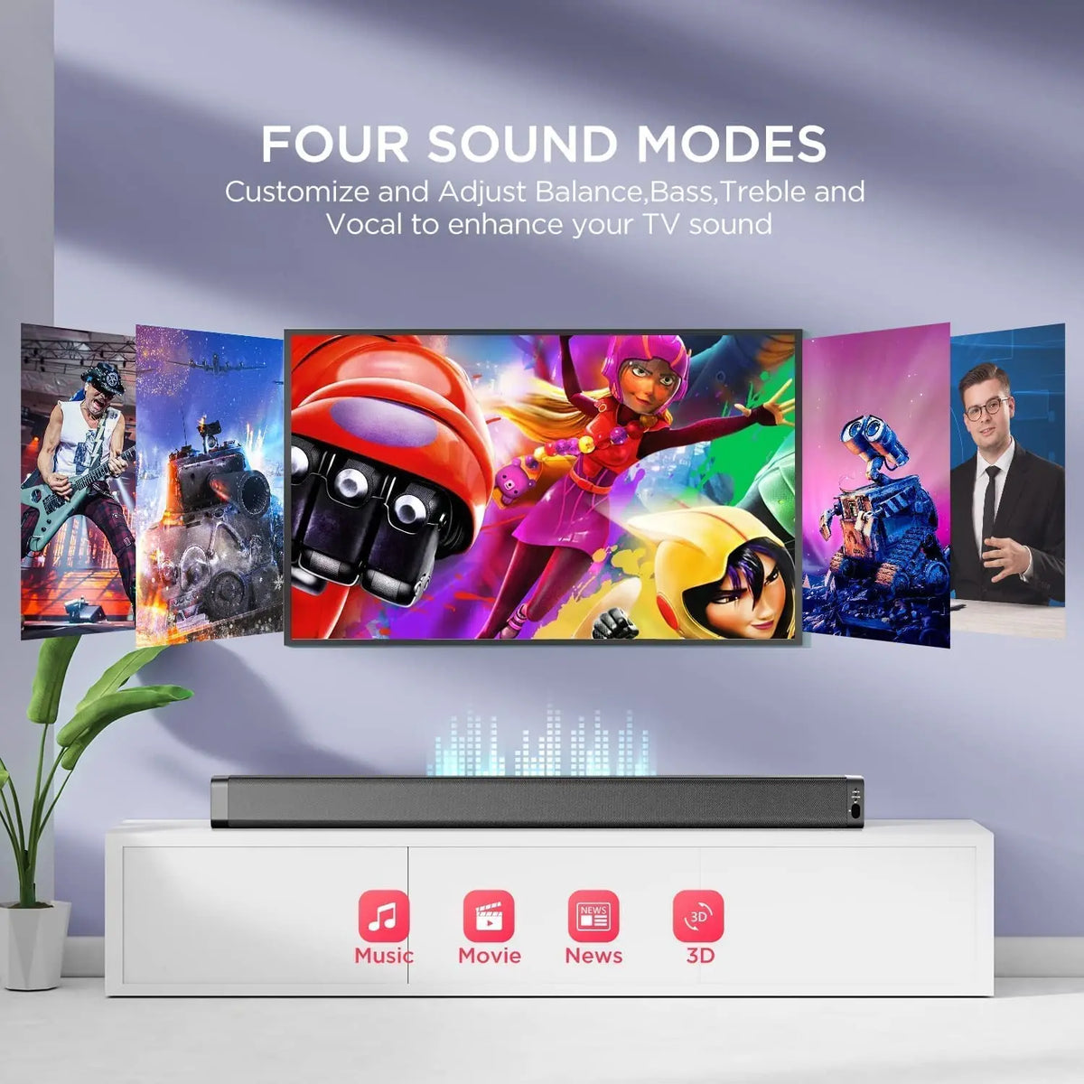 Soundbar - Soundbar voor TV - versterkt Subwoofer - Luidsprekers - Luidsprekerkabels - Speaker - Stereo - 120dB - 100W - Zwart