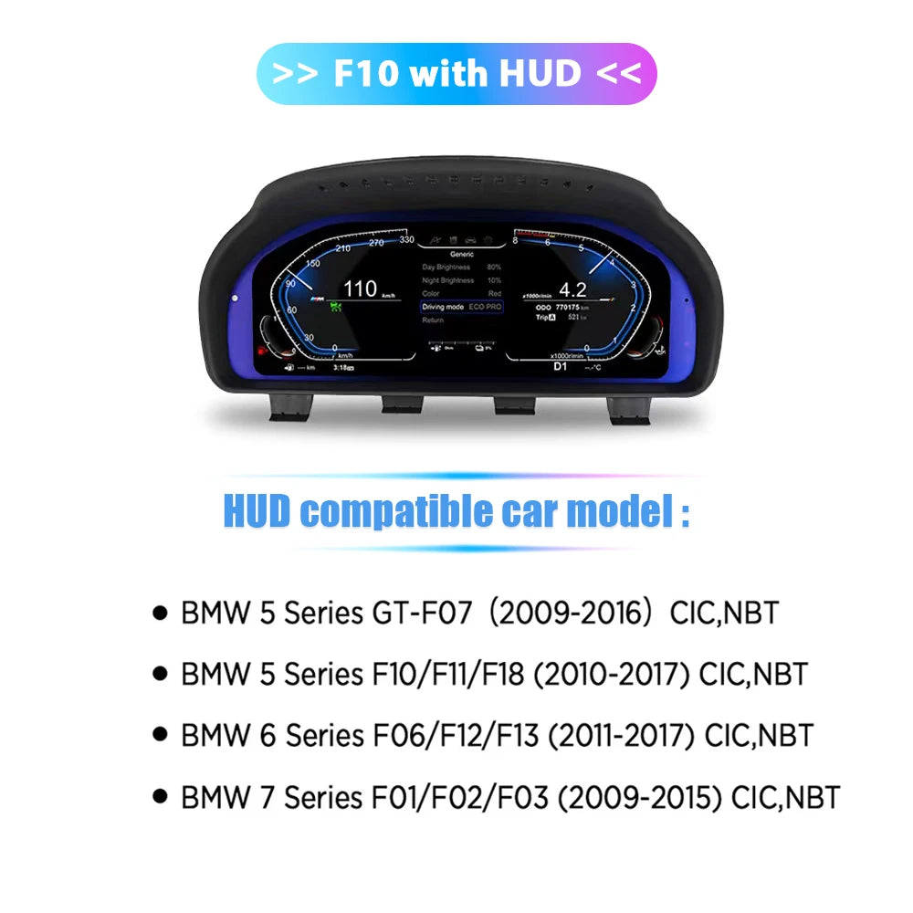 12,3 Inch Digitaal Dashboard – Virtuele Cockpit – LCD Instrumentenpaneel – Snelheidsmeter – Auto Display – Met HUD – Hoge Resolutie 1920x720 – Apple CarPlay Ondersteuning