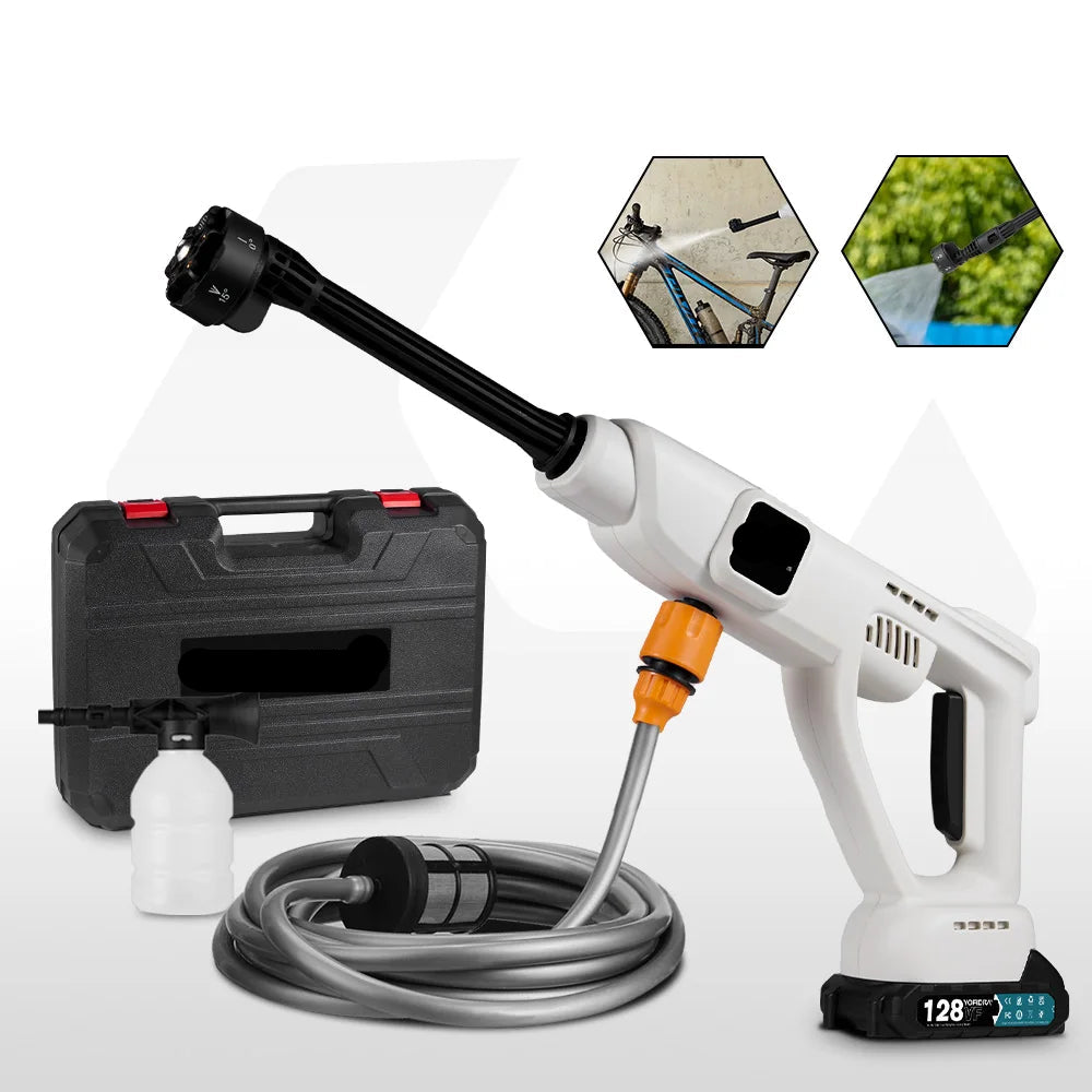 Hogedrukreiniger - Terrasreiniger - Hogedruk - Waterpistool - Draadloze - Elektrische - 100 Bar - 20500RPM - Pressure Washer - Reinigingssnelheid - voor Auto en Tuin - Compatibel met 18V/21V Batterijen - inclusief 2 Accu