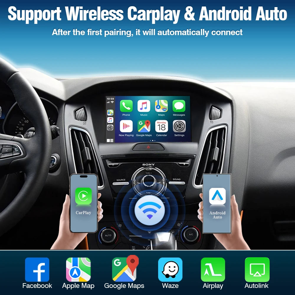Wireless CarPlay Decoderbox – Draadloze CarPlay Adapter – Auto Interface Module – Ford Infotainment Upgrade – Compatibel Met Sync2 – Ondersteuning Voor Achteruitrijcamera – Eenvoudige Installatie