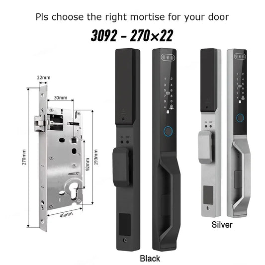 For Euro Mortise of 85/92 3D Face Recognition Smart Door Lock Tuya App Control IP68 Waterpoof Wifi Eletric Digital Smart Lock - QUORE