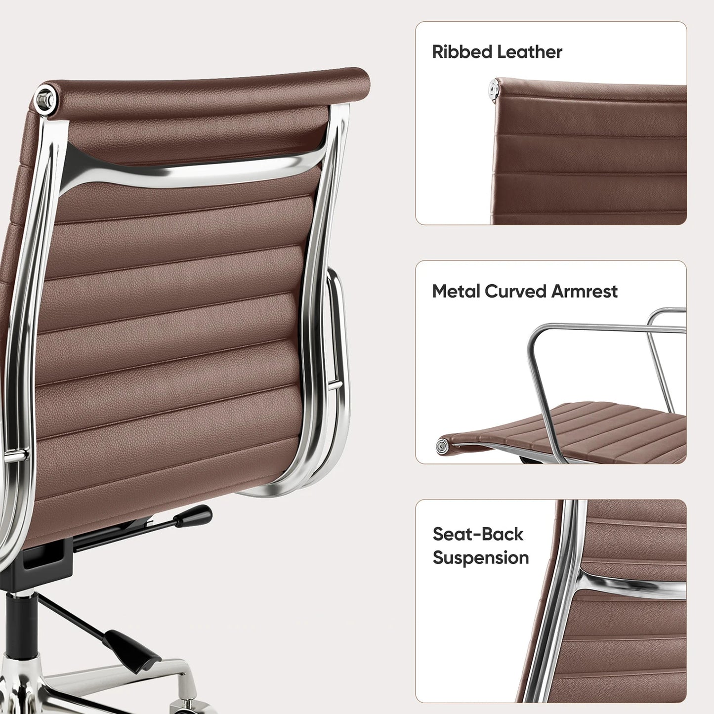 Bureaustoel Ergonomisch - Executive Stoel - Kantoorstoel - Gaming Stoel - Stoelen - Leren - met Hoge Rug - Armleuningen - 360° Draaifunctie - Verstelbare Hoogte - Kantelmechanisme - 1 Stuk - Wit