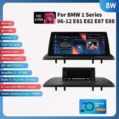 Multimediasysteem BMW 1 Serie – Autoradio – Touchscreen Radio – Navigatiesysteem – CarPlay Speler – 10,25 Inch Scherm – Android 13 – 8GB RAM 128GB Opslag – CIC Variant