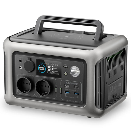 Powerstation - Powerstations - Stroomgenerator - R600 - 299Wh 600W Powerstation - met AC stopcontacten LiFePO4 Batterij - voor Thuis Tenten Buiten RV Kamperen - Zwart