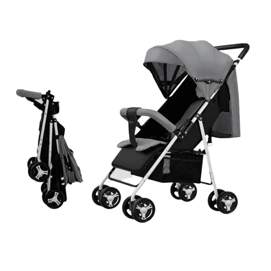 Stroller - 3 in 1 Portable Stroller - Jogging Buggy - Runner - Lightweight Stroller - Baby Pram - Pushchair - Baby Trolley - Travel Stroller for Newborn Babies - Light Gray