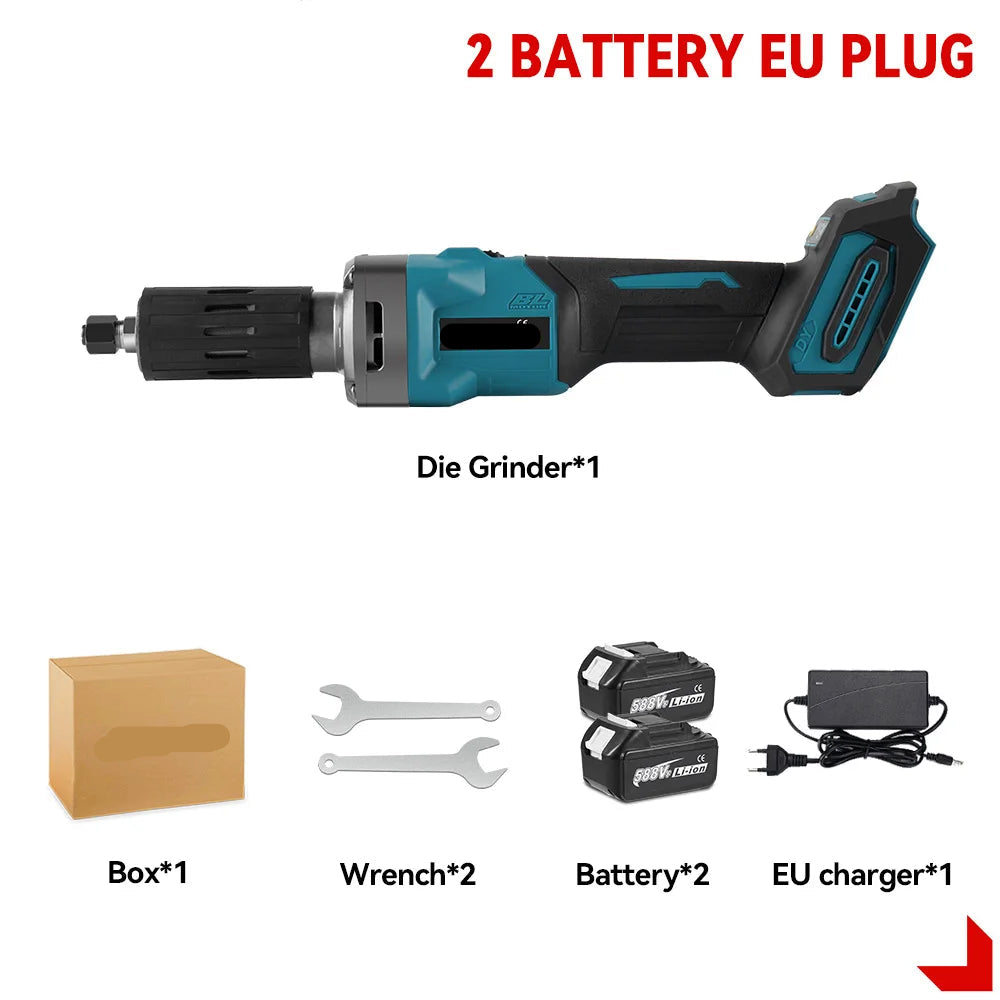 Rechte Slijpmachines - met Brushless - 2000W Draadloze - 35000RPM - 6mm Slijpmachine - 4 Snelheden Variabel -18V - Professionele Slijprotools - voor Graveer - Polijstmachine - Snijden - 2 Batterij