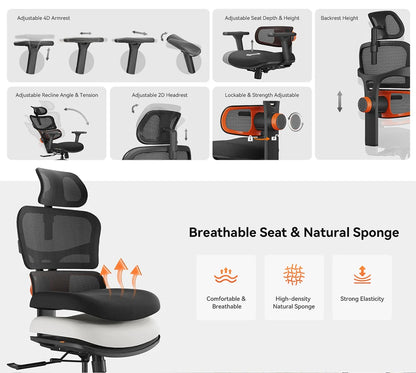 Ergonomische Bureaustoel – Office Chair – Gamestoel – Kantoorstoel – Draaistoel – Verstelbare Lendensteun – Ademend Mesh Rugleuning