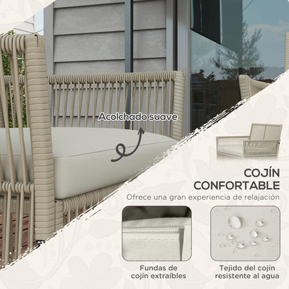 Tuinset – Loungeset – Buitenmeubel – Tuinmeubel – 4-Delig – Staal En PE-Rattan – UV-Bestendige Kussens - QUORE