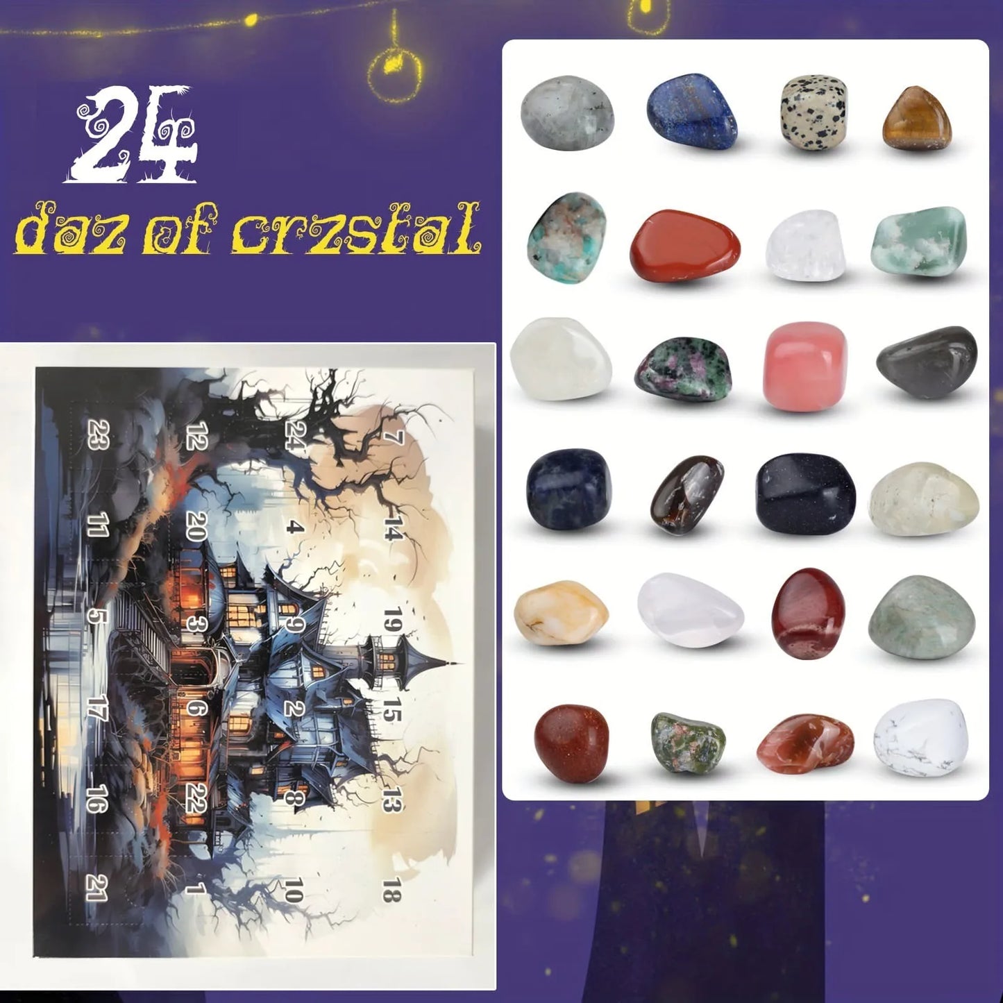 Advent Calendar - Christmas Advent Calendar - Ore Gift Box - Christmas Countdown Calendar - Children's Christmas Gift - Toys - Playset - Gemstone Natural Stone Healing Crystal Surprise Blind Box - Set A