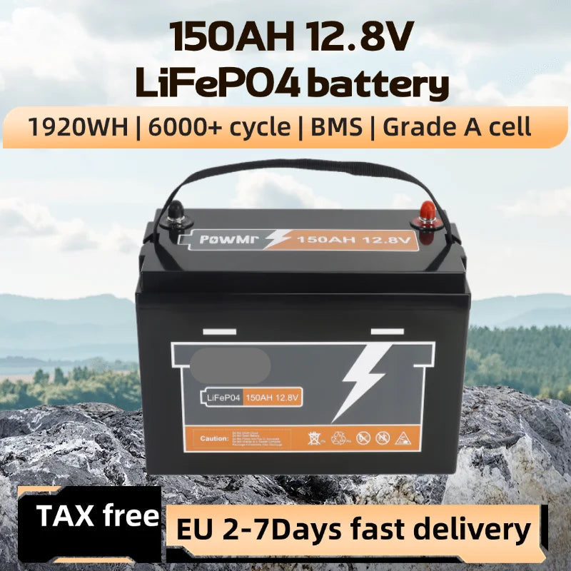 12.8V LiFePO4 Accu – Lithium Ijzerfosfaat Batterij – Caravan Accu – Boot Accu – 150Ah Capaciteit – Lichtgewicht – Snelle Laadtijd