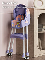 Kinder Eetstoel - Baby Eetstoel Met Verstelbare Hoogte - Kinder Eetstoel Met Stevig Metaal Frame - Unisex - Grijs