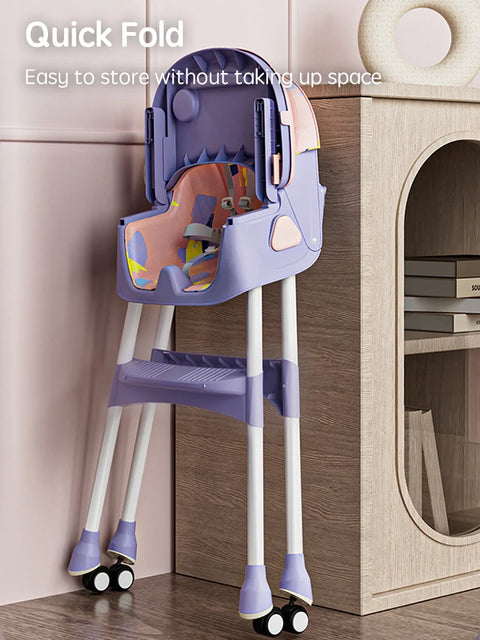 Kinder Eetstoel - Baby Eetstoel Met Verstelbare Hoogte - Kinder Eetstoel Met Stevig Metaal Frame - Unisex - Grijs