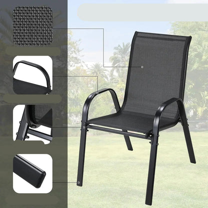 Tuinstoelen - Eetkamer Stoelen - Strandstoelen - Tuinstoel - Klaptoel - Textilene Eetstoelen met Stalen Frame - Stapelbare - Draagvermogen 150kg - Set van 4 - Grijs