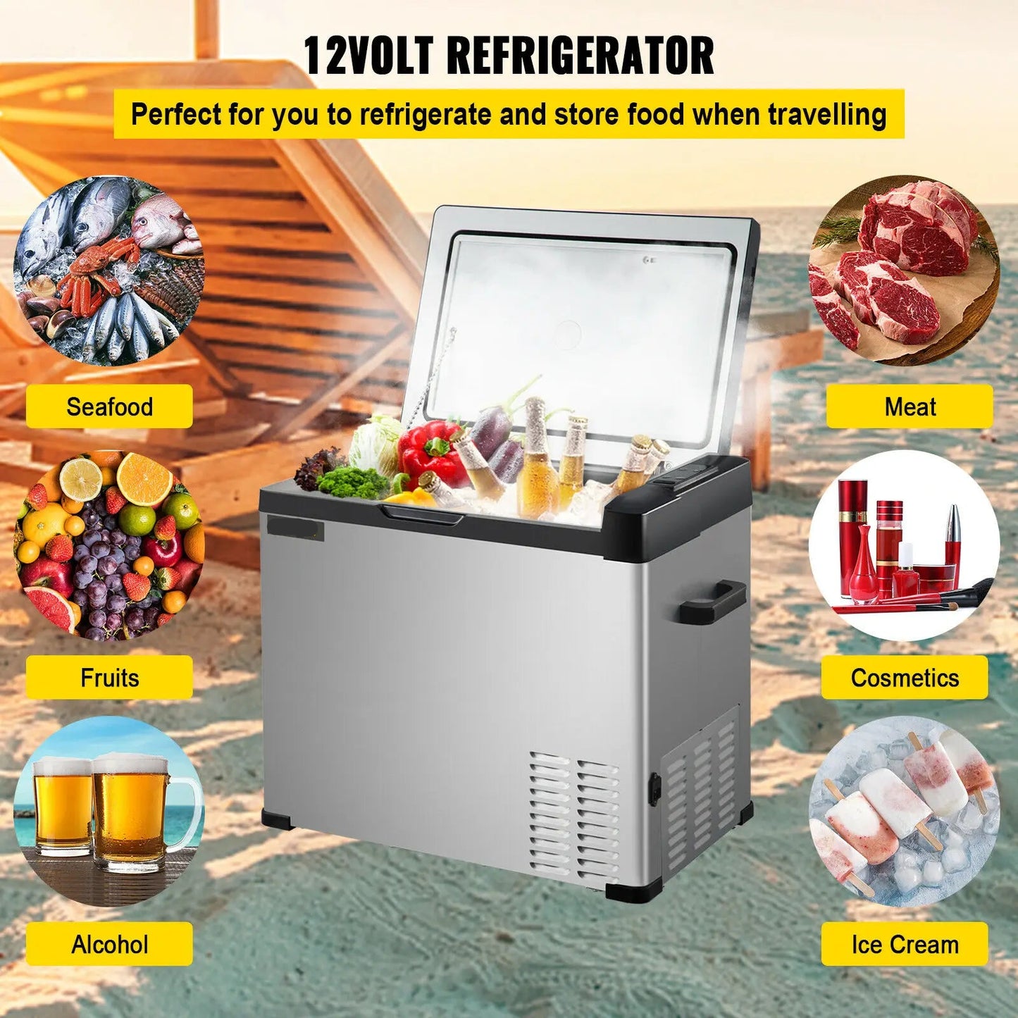 Autokoelkast - Koelbox - Elektrische Koelbox - Compressorkoelkast  - 30L (32QT) - 12/24V DC en 110-240V AC - Draagbare - Mini Elektrische Koeler - Geschikt voor Kamperen, RV’s, Boten en Reizen