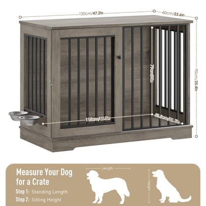 Hondenbench – Hondenkooi – Hondenbox – Hondenkennel – Hondenhok – Large Dog Bench Ash Grey – Stevig Hout Met Metaal – Ruim 120x90x60 cm