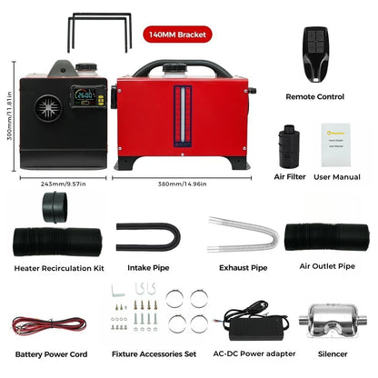 Dieselverwarmer – Camperverwarmer – Bootverwarmer – Garageverwarmer – 8 kW Vermogen – Bluetooth Bediening – Laag Brandstofverbruik