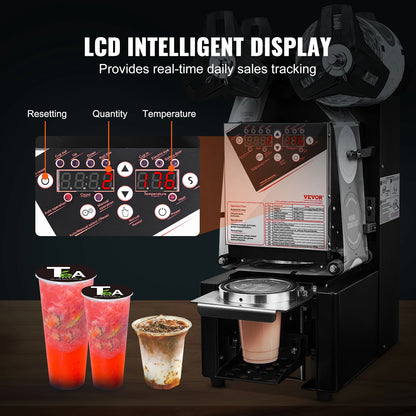 Automatisch Cup Sealmachine – Beker Sealer – Drank Sealer – Folie Machine – Horeca Sealer – Tot 650 Bekers Per Uur – Instelbare Temperatuur - QUORE