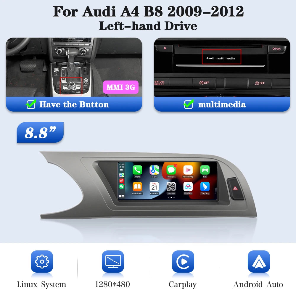 Autoplayer – Autoradio – Multimedia Systeem – Touchscreen Radio – Auto Audio – 8.8 Inch Display – Draadloze CarPlay & Android Auto - QUORE