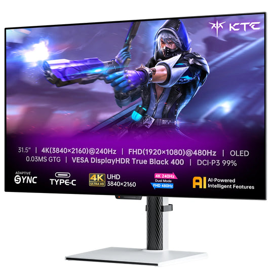 32 Inch Monitor – 4K Scherm – OLED Display – Gaming Monitor – UHD Beeldscherm – Dual Mode 4K@240Hz / 1080P@480Hz – 0,03 ms Reactietijd – HDR True Black 400