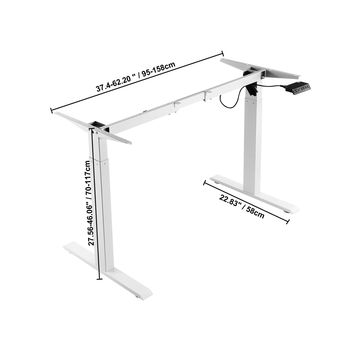 Ergonomisch Zit-Sta Bureauframe – Verstelbaar Bureauframe – Zit Sta Frame – Hoogte Verstelbaar – Stil Motor – Geheugenfunctie - QUORE