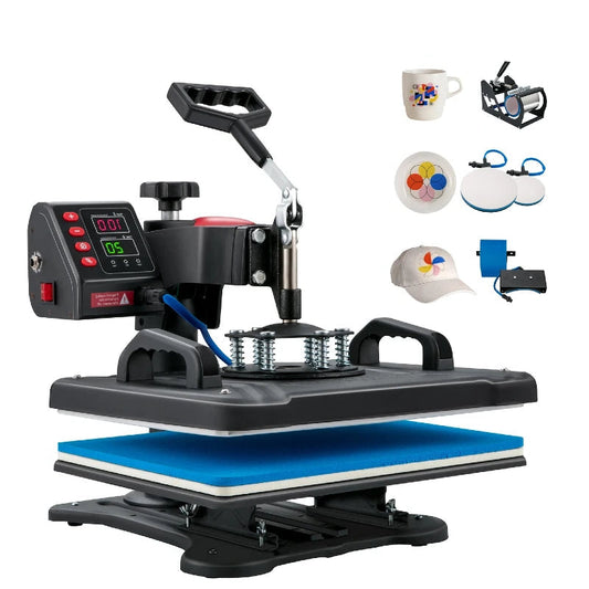 5-In-1 Warmtepers – Textieldrukker – Transferpers – Mokkenpers – Pettenpers – 12 X 15 Inch Persoppervlak – Digitale Temperatuurregeling - QUORE