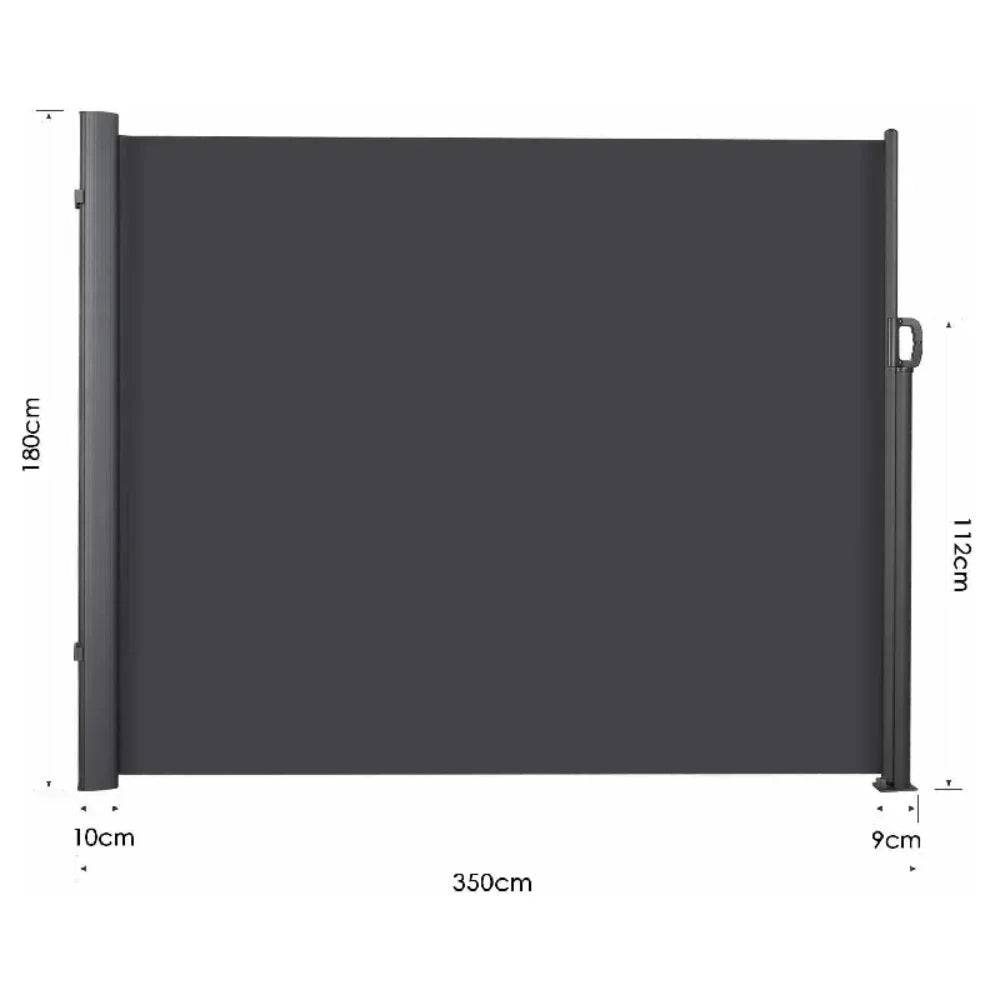 Windscherm - Tuinscherm - Uitschuifbaar Windschermen - Zijluifel - 3.5x1.8m - Outdoor Privacy Scherm – Zonnescherm en Windbescherming – Geschikt voor Terras, Tuin en Zwembad -Zwart