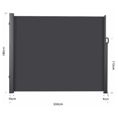 Windscherm - Tuinscherm - Uitschuifbaar Windschermen - Zijluifel - 3.5x1.8m - Outdoor Privacy Scherm – Zonnescherm en Windbescherming – Geschikt voor Terras, Tuin en Zwembad -Zwart