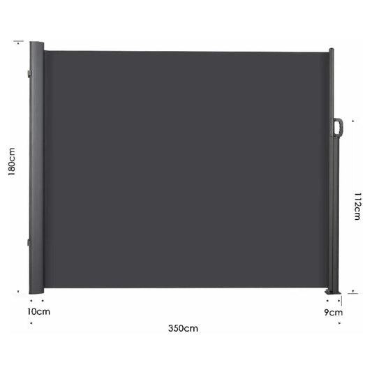 Windscherm - Tuinscherm - Uitschuifbaar Windschermen - Zijluifel - 3.5x1.8m - Outdoor Privacy Scherm – Zonnescherm en Windbescherming – Geschikt voor Terras, Tuin en Zwembad -Zwart