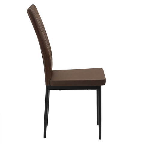Chair - Dining Room Chairs - Set of 4 Leather Dining Room Chairs - Ergonomic - Metal Legs - High Backrest - Comfortable &amp; Stable - For Kitchen - Dining Room - 42x94.5x 59cm - Dark Brown Leather
