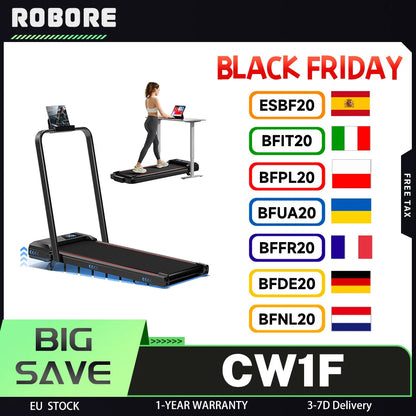 ROBORE CW1F Walking Pad with 9% Incline, 136kg Capacity, 12KM/H, 2.5HP Brushless Motor, Folding Under Desk Treadmill,Home,Office - QUORE