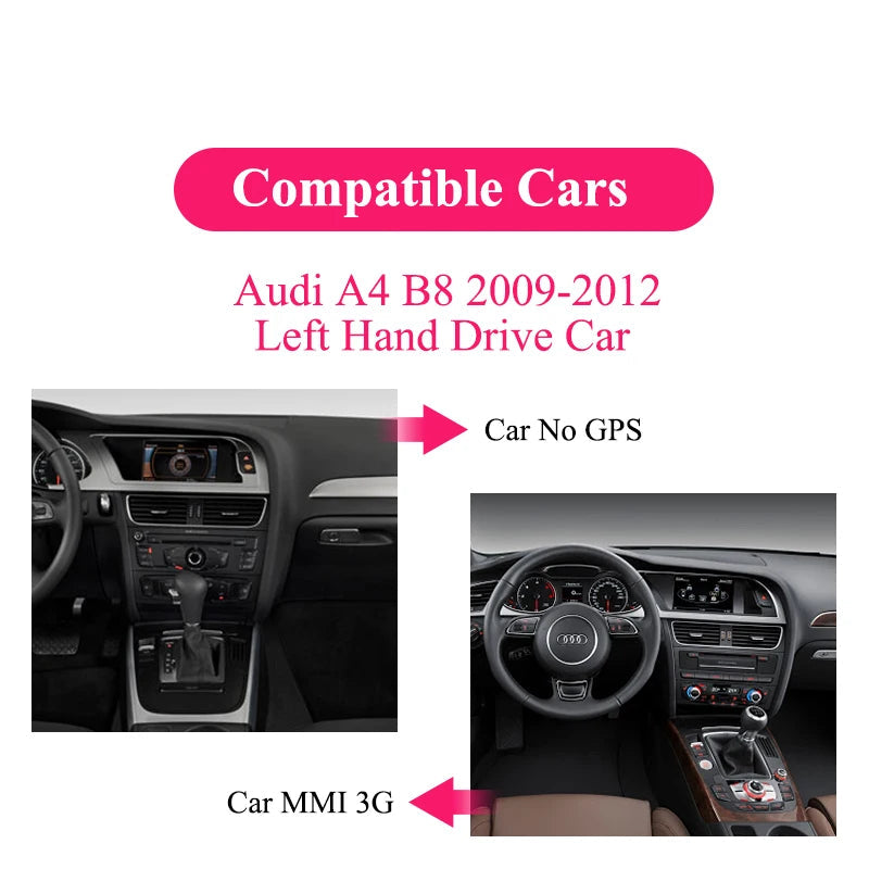 10,25 Inch Touchscreen Navigatiesysteem – Auto Multimedia Systeem – Inbouw Scherm – Navigatie Unit – GPS Monitor – Draadloze CarPlay – HD Resolutie 1920x720 – Compatibel Audi B8 2009-2016