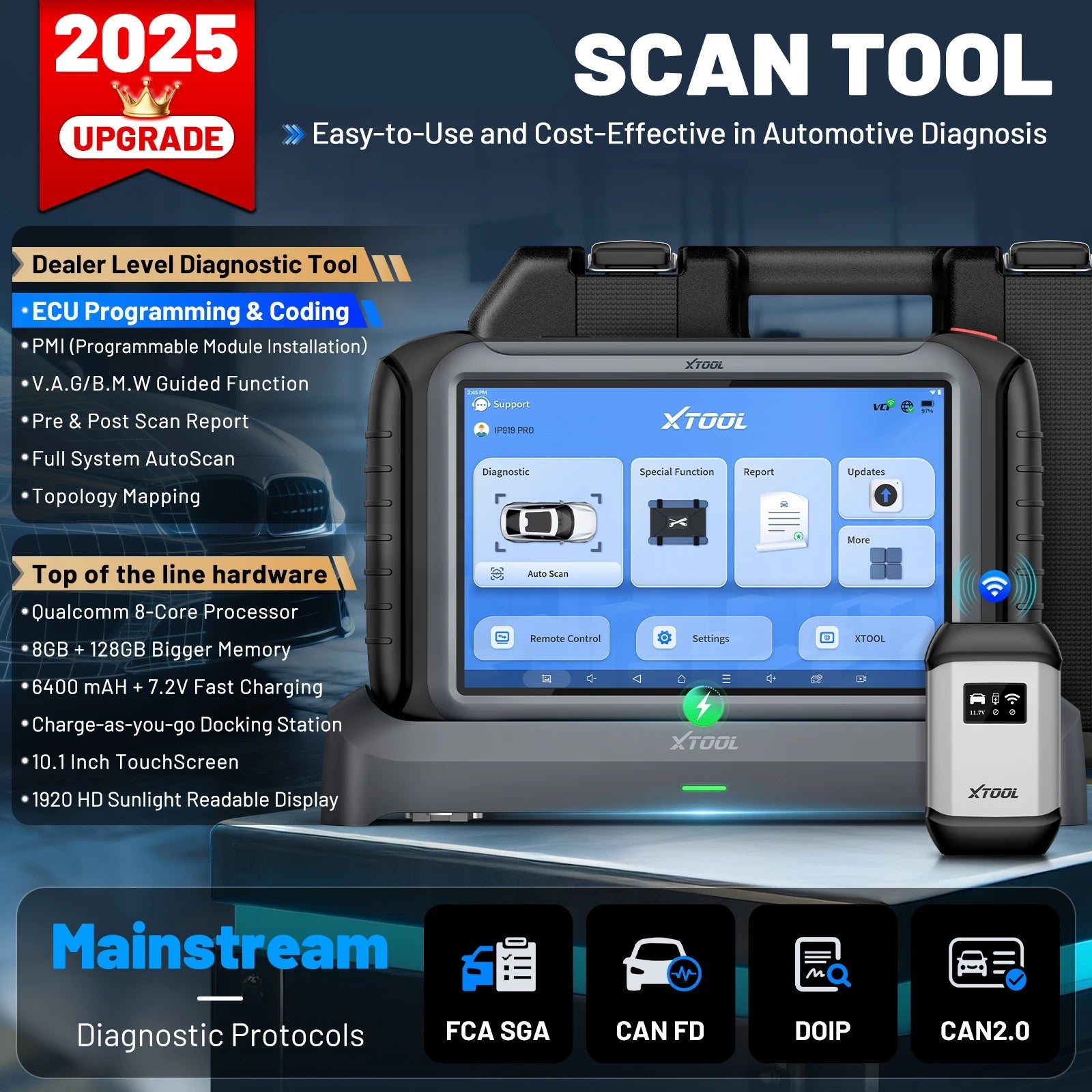 Auto Diagnosetool – ECU Scanner – OBD2 Scanner – Sleutelprogrammering – Voertuigscanner – 10,1 Inch Touchscreen – 51+ Speciale Resetfuncties - QUORE