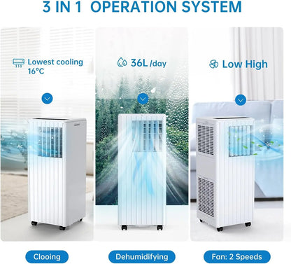 Draagbare Airco – Mobiele Airconditioner – Airco Met Wieltjes – 3-in-1 Airco – 7000 BTU Koeling – Ontvochtiging 42 Liter
