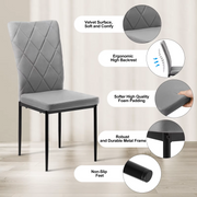 Chair - Dining Room Chairs - Set of 4 Velvet Dining Room Chairs - Ergonomic - Metal Legs - High Backrest - Comfortable &amp; Stable - For Kitchen - Dining Room - 42x94.5x 59cm - Black Velvet