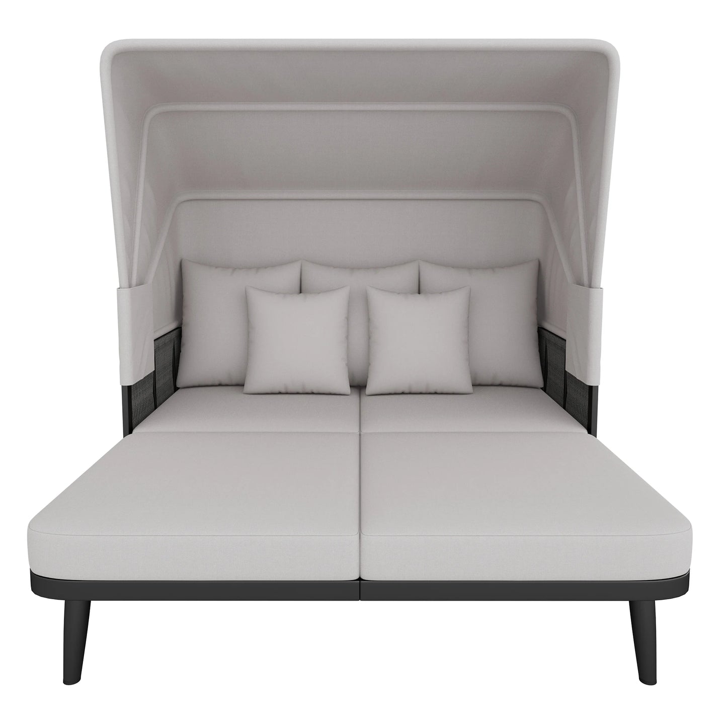 2-Persoons Lounge Chair – Tweezits Loungestoel – Buitenstoel – Tuinstoel – Verstelbaar Zonnescherm – Weerbestendig Handgeweven Materiaal – Dikke Zachte Kussens