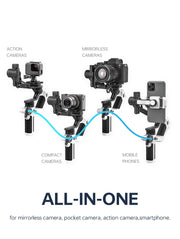 Gimbal Smartphone - Gimbal voor Smartphone & Camera - Handheld spiegelloos - Draadloze afneembare - Alles-in-één - 3-assige - Handheld Gimbal Stabilisator - voor Sony A7III GoPro 12 iPhone 15 Pro Samsung S240 - AI Tracker