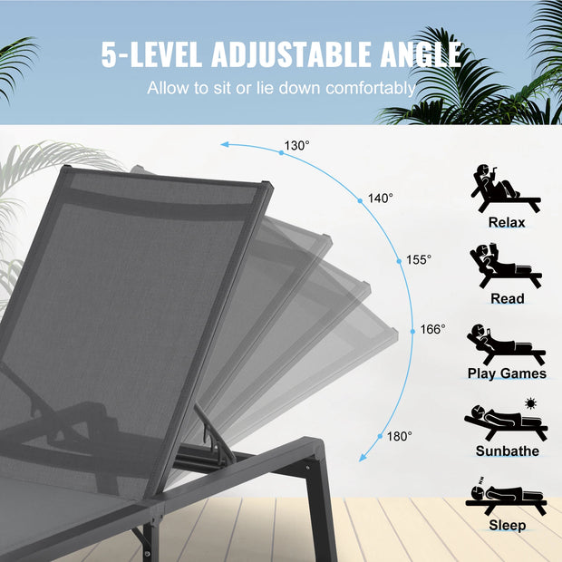 Outdoor Loungestoel - Opvouwbare Ligstoel - Loungestoel Tuin - Zonnebank - Terras en Zwembad Lounge - Verstelbare Rugleuning - Tuin Opvouwbare Stoel - Bruin