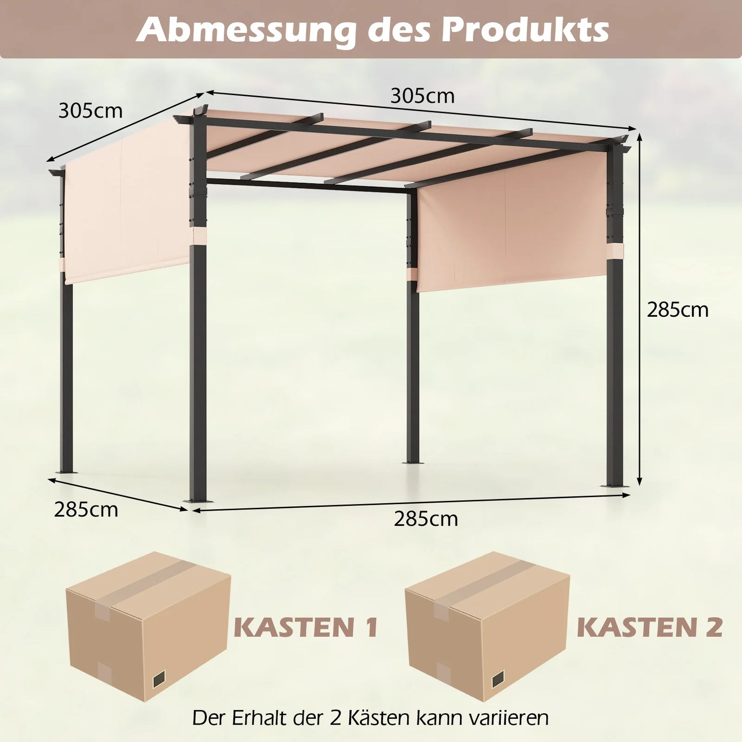 Pergola met 2 verstelbare daken - paviljoen - waterdicht - stabiel - winterbestendig - tuinpaviljoen met robuuste metalen zuilen voor terras - tuin - dek (grijs) - QUORE