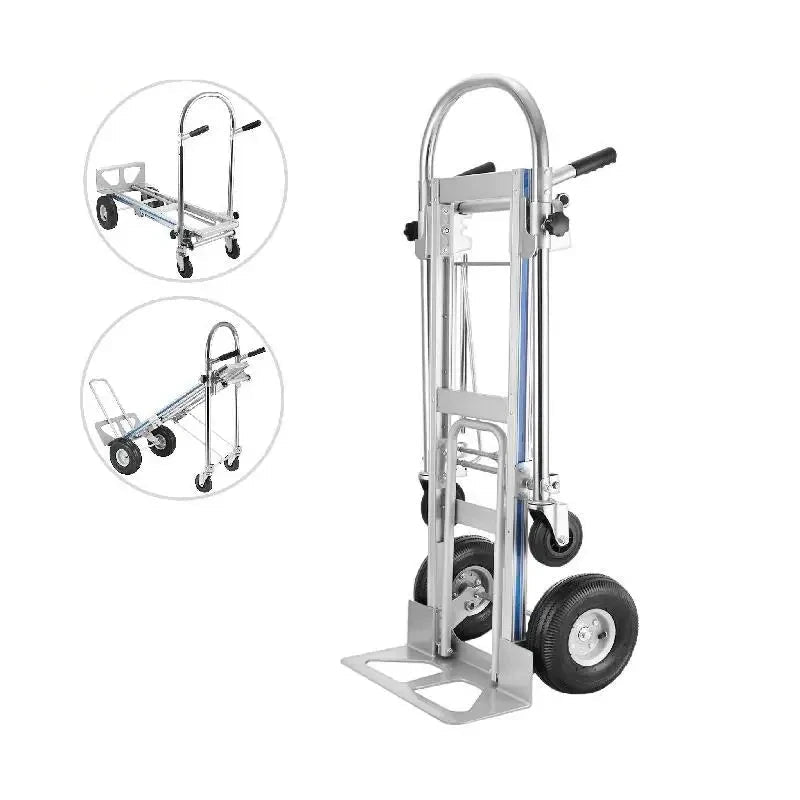 Steekwagen - Transportkar - Transportwagen - Magazijnwagen - Platformwagen - 3-in-1 - Opvouwbare - Aluminium - Draagvermogen 180 kg - Multifunctionele Trolley voor Zwaar Werk en Huishoudelijk Gebruik - Steekkar