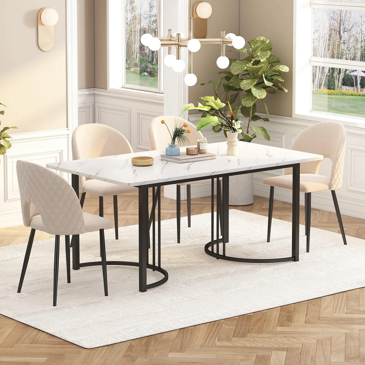 Eettafel – Tafel – Keukentafel – Werktafel – Dinertafel – 140x80x75 cm – Metaal Frame – Verstelbare Poten