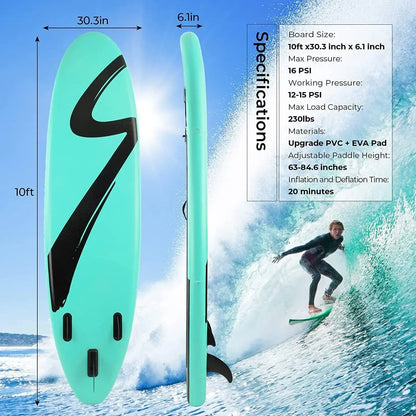 Opblaasbaar Stand-Up Paddle Board - Supboard - Sup - Kajak - Kayak - 10/11ft – Enkel Laag - Antislip Dek & Compleet Accessoirepakket - Blauw