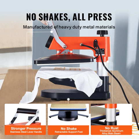 8-in-1 Hittepersmachine - 12x15 Inch Sublimatiepers - T-Shirt Pers - Mok & Hoeden Pers - Hitte Transfer - Zwart