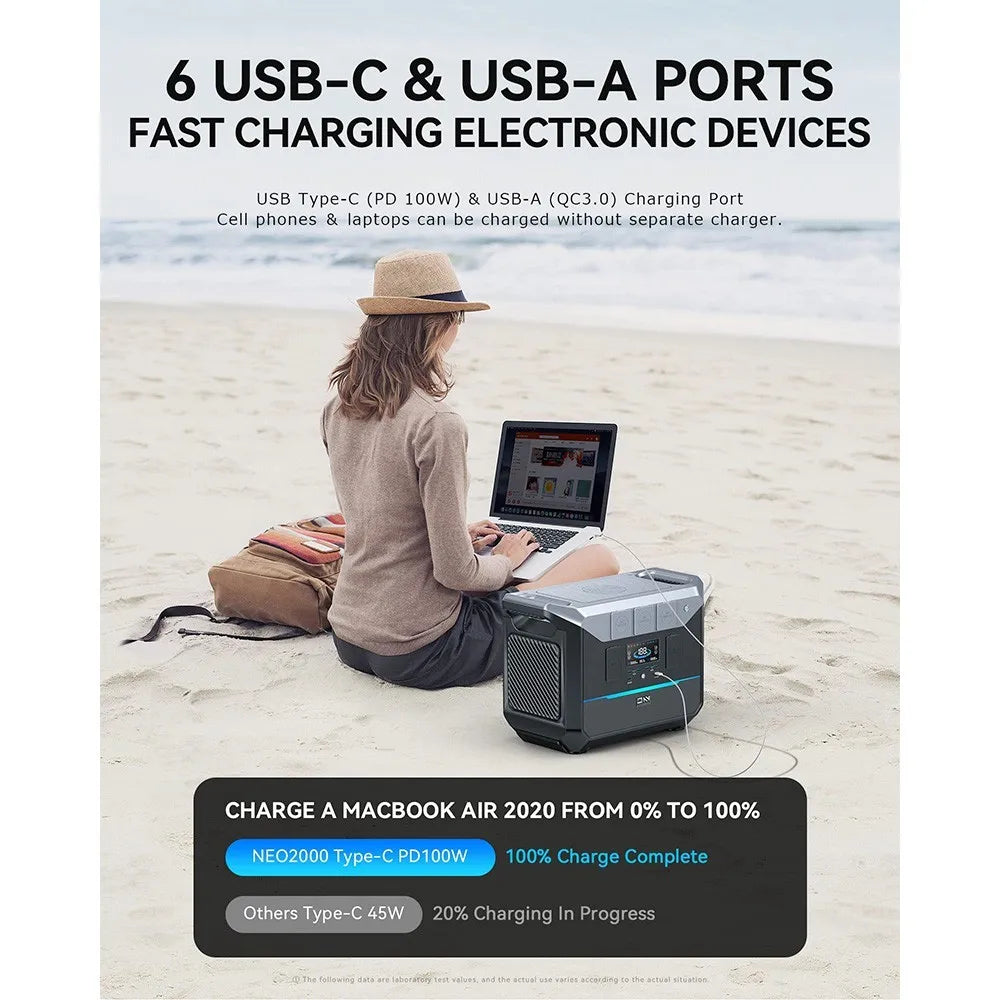 Draagbare Powerstation – Mobiele Batterij – Buitenaccu – Noodstroomvoorziening – 2073,6Wh Capaciteit – 2000W AC-uitgang