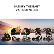 Kinderwagen – Wandelwagen - Opvouwbaar - Babywagen – 3-in-1 - Multifunctioneel - Lichtgewicht - Comfortabel - Veilig – Schokabsorptie - Khaki