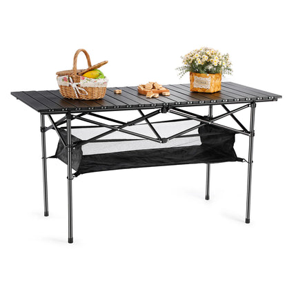 Klaptafel - Camping - Tuint - Feest - Picknick - Barbecue - Opvouwbare - Inklapbare - Draagbaar - Bureau -Lichtgewicht - Belastbaar tot 150KG - Met Netzak - Zwart